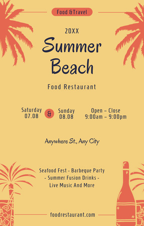 Template di design Festa al ristorante Summer Beach Invitation 4.6x7.2in