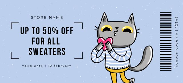 Discount on All Romantic Sweaters for Valentine's Day Coupon 3.75x8.25inデザインテンプレート