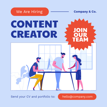 Modèle de visuel We Are Hiring Content Creator - Instagram
