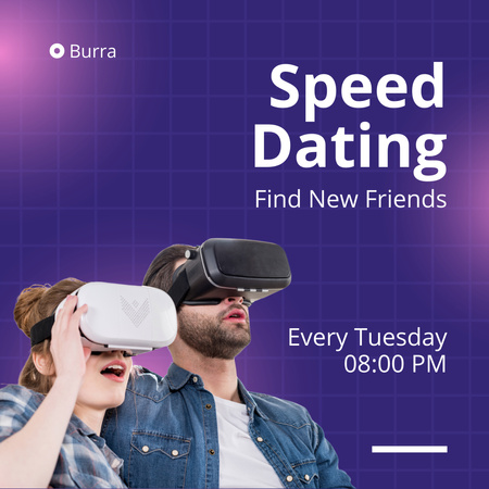 Virtual Reality Speed Dating with Couple in Headsets Instagram Design Template