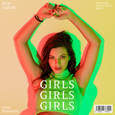 Music Album Performance with Attractive Girl Album Cover Design Template