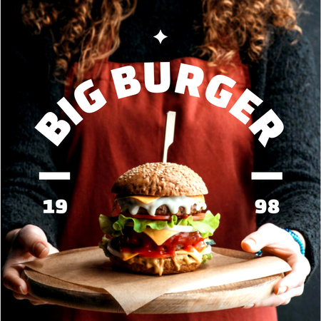 Grande ideia de hambúrguer na tábua de madeira Instagram Modelo de Design