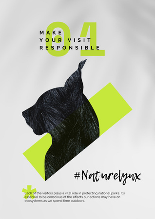 Modèle de visuel Fauna Protection with Lynx illustration - Poster