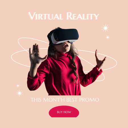 Little Girl in Virtual Reality Glasses Instagram Design Template