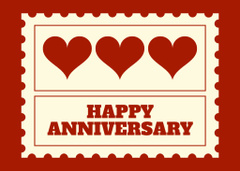 Happy Anniversary Greetings with Red Hearts
