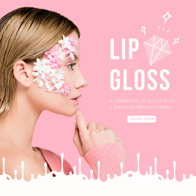 Ontwerpsjabloon van Instagram van Shiny Lip Gloss Advertisement