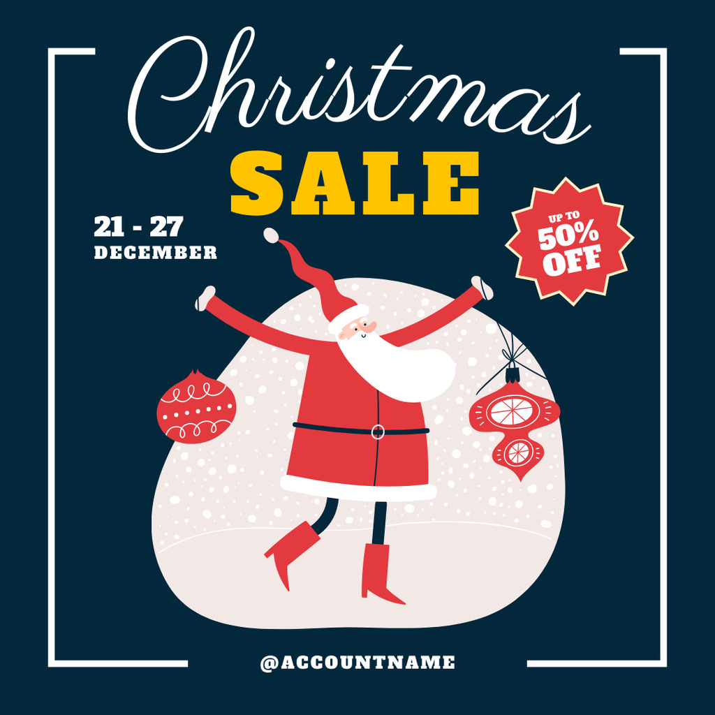 Christmas Sale Ad with Santa Claus Instagram Design Template