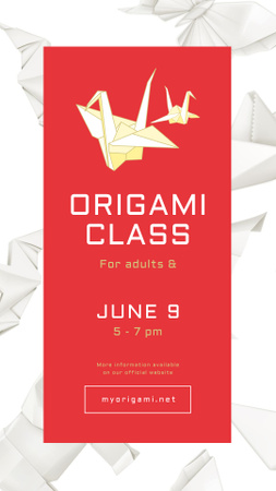 Plantilla de diseño de clases de arte anoucement con animales de papel origami Instagram Story 