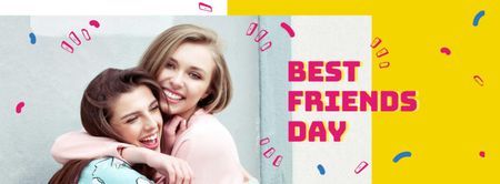 Best Friends Day Announcement with Girls hugging Facebook cover Design Template