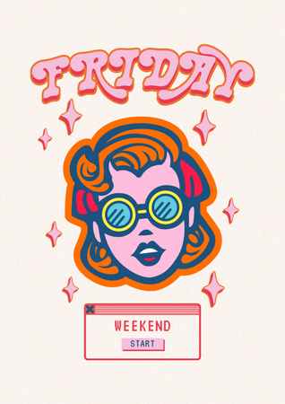Party Inspiration with Cute Retro Girl Poster Modelo de Design