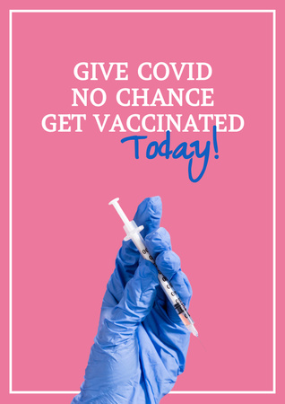 motivace k vakcinaci injekční stříkačkou v ruce Poster Šablona návrhu