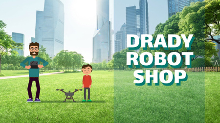 Gadgets Shop Father and Child Launching Drone Full HD video Design Template