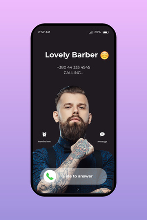 Barber calling on Phone screen Pinterest Design Template