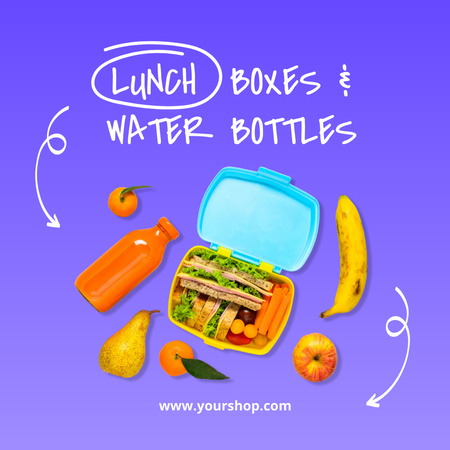 Ontwerpsjabloon van Instagram van Terug naar school speciale aanbieding van lunchboxen