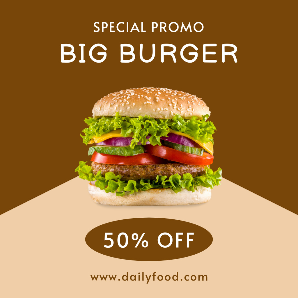Specials Lunch Menu with Delicious Burger Instagram Tasarım Şablonu