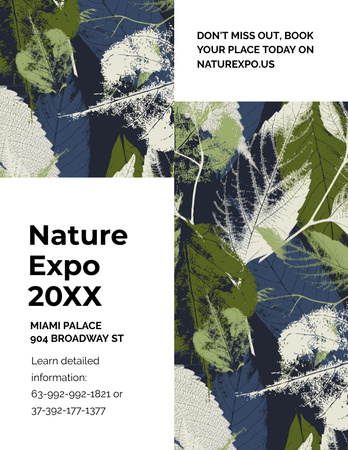 Nature Exposition Announcement with Illustration of Leaves Flyer 8.5x11in Design Template