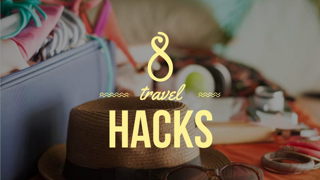 Designvorlage Travel Hacks Ad Clothes in Travel Suitcase für Youtube Thumbnail