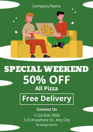 Weekend Special Discount on Pizza Poster Design Template