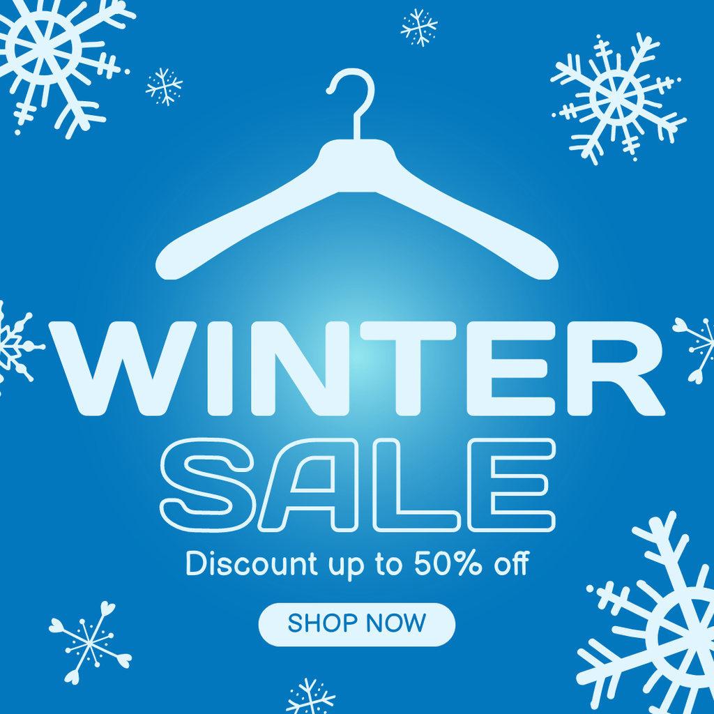 Winter Sale Announcement with Image of Clothes Hanger Instagram tervezősablon