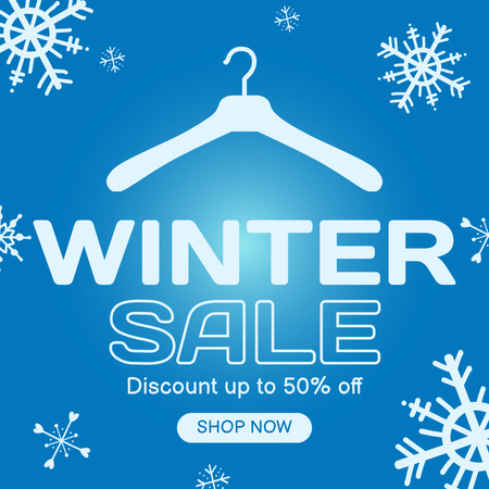 Winter Sale Announcement with Image of Clothes Hanger Instagram Design Template