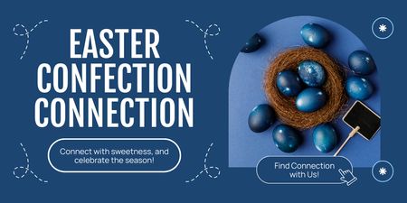Platilla de diseño Easter Holiday Offer with Blue Eggs in Nest Twitter
