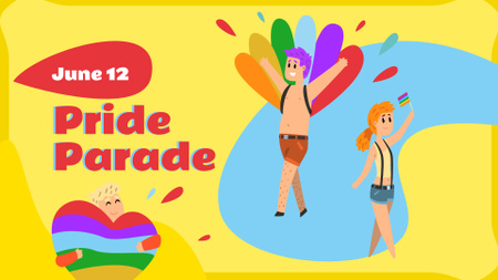 Pride Parade Announcement with LGBT colors FB event cover Design Template