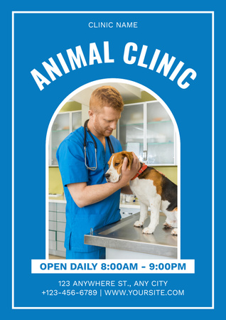 Health Checkup in Animal Clinic Poster Design Template