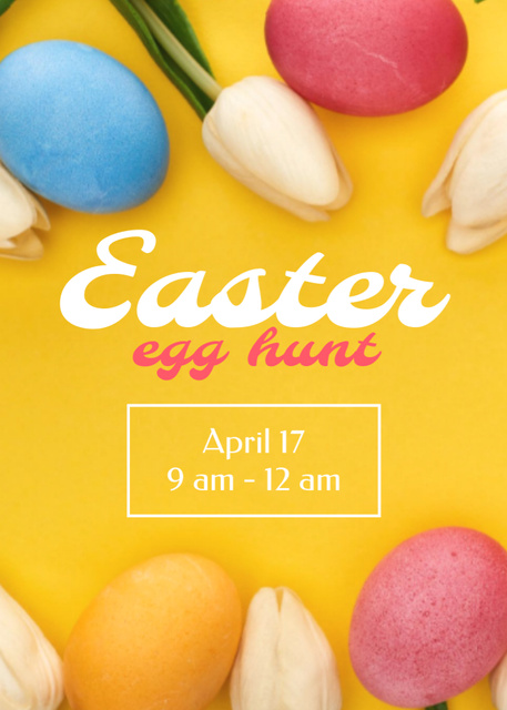 Easter Holiday Egg Hunt Announcement Flayer Design Template