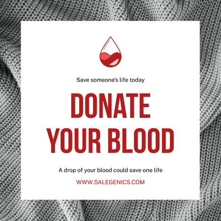Ontwerpsjabloon van Instagram van Doneer bloed om levens te redden van mensen op wit en rood
