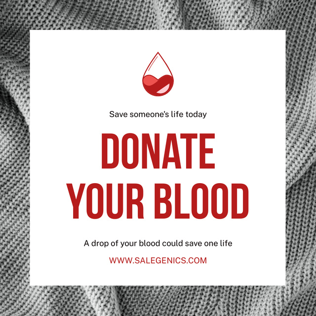 Donate Blood to Save Lives of People on White and Red Instagramデザインテンプレート