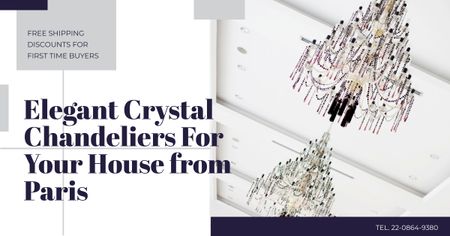 Plantilla de diseño de Elegant crystal Chandeliers Offer Facebook AD 