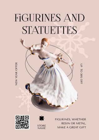 New Year Offer of Figurines and Statuettes Poster Design Template