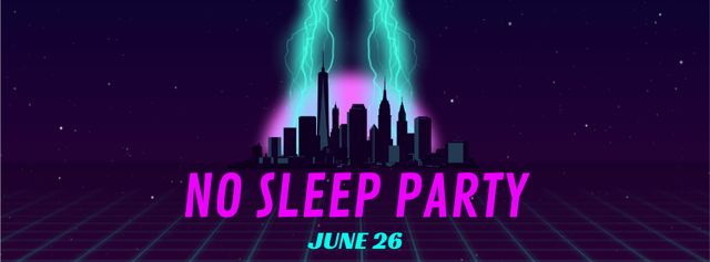 Night Party futuristic city light Facebook Video cover Design Template