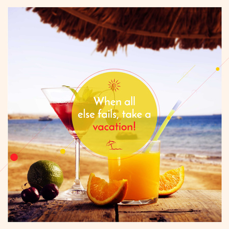 Plantilla de diseño de Summer Cocktails on the Beach Instagram 