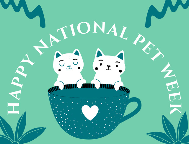 Cute Kittens for National Pet Week Ad Postcard 4.2x5.5in Πρότυπο σχεδίασης