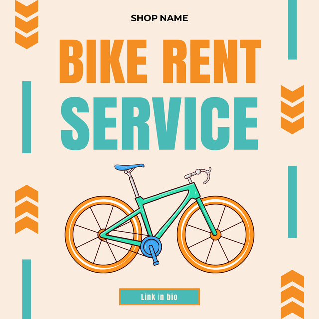 Bike Rent Services Cartoon Offer Instagram ADデザインテンプレート