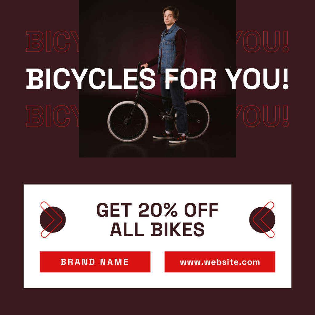 Offer of Bicycles for You on Maroon Instagram Šablona návrhu