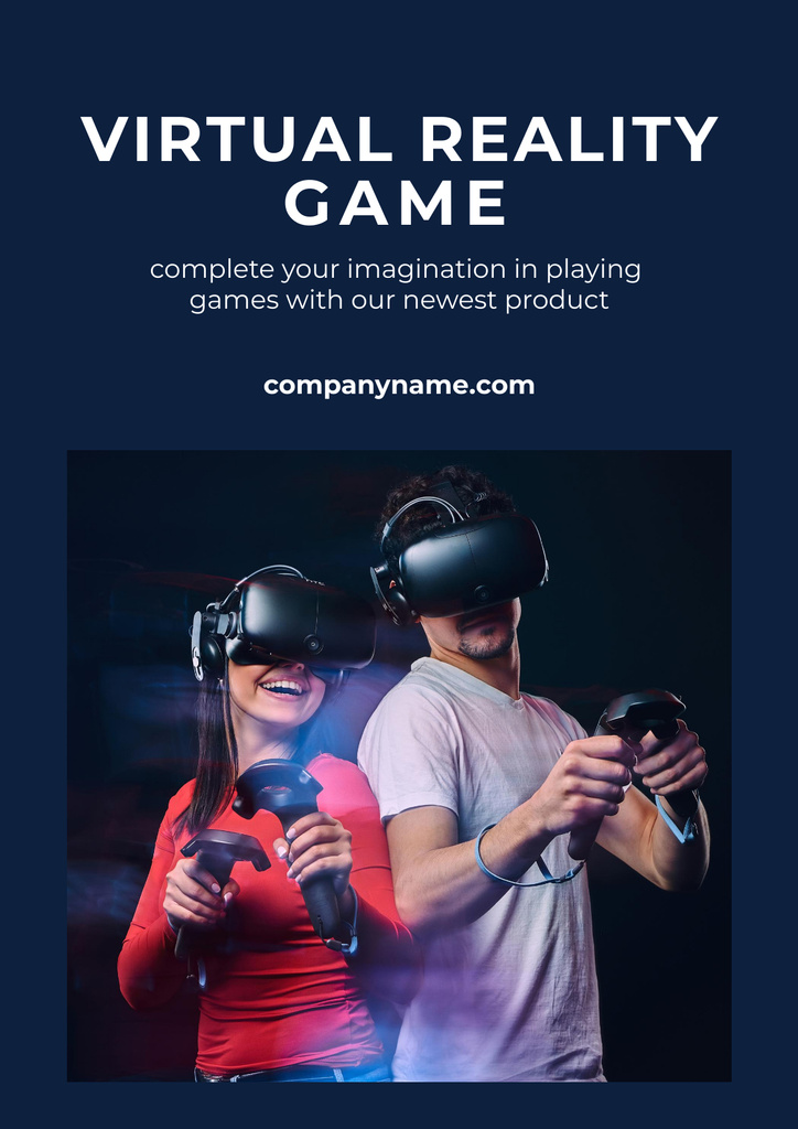 Girl in Virtual Reality Glasses Poster Design Template