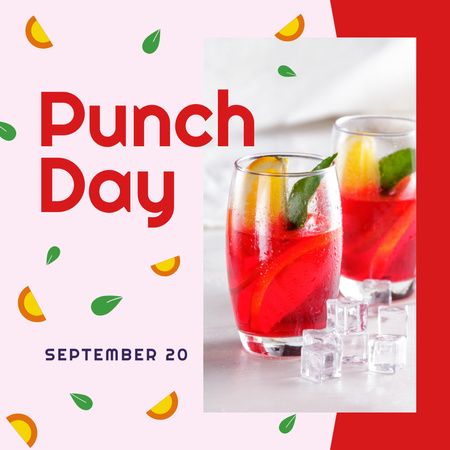 Punch drink day on Fruits pattern Instagram Design Template