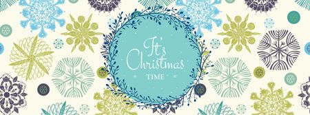 Christmas greeting with Snowflakes Ornament Facebook cover Modelo de Design