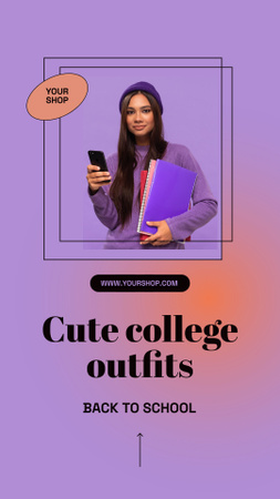 Oferta especial de volta às aulas para roupas universitárias Instagram Story Modelo de Design