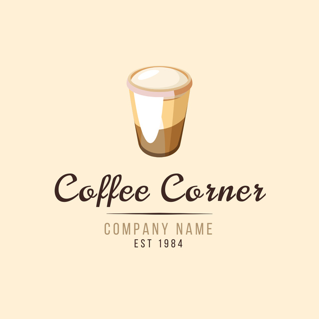 Coffee Corner Emblem with Coffe Cup Logo Design Template