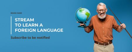 Plantilla de diseño de corriente para aprender un idioma extranjero Twitch Profile Banner 