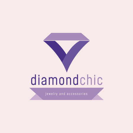 Jewelry Ad with Diamond in Purple Logo 1080x1080pxデザインテンプレート
