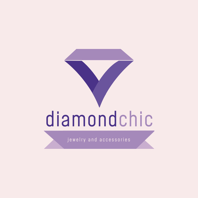Jewelry Ad with Diamond in Purple Logo 1080x1080pxデザインテンプレート