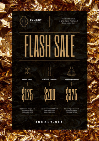 Template di design Clothes Store Sale with Golden Shiny Background Poster 28x40in