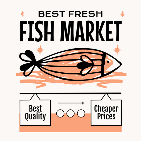 魚市場からの最高の鮮魚をご提供 Instagramデザインテンプレート
