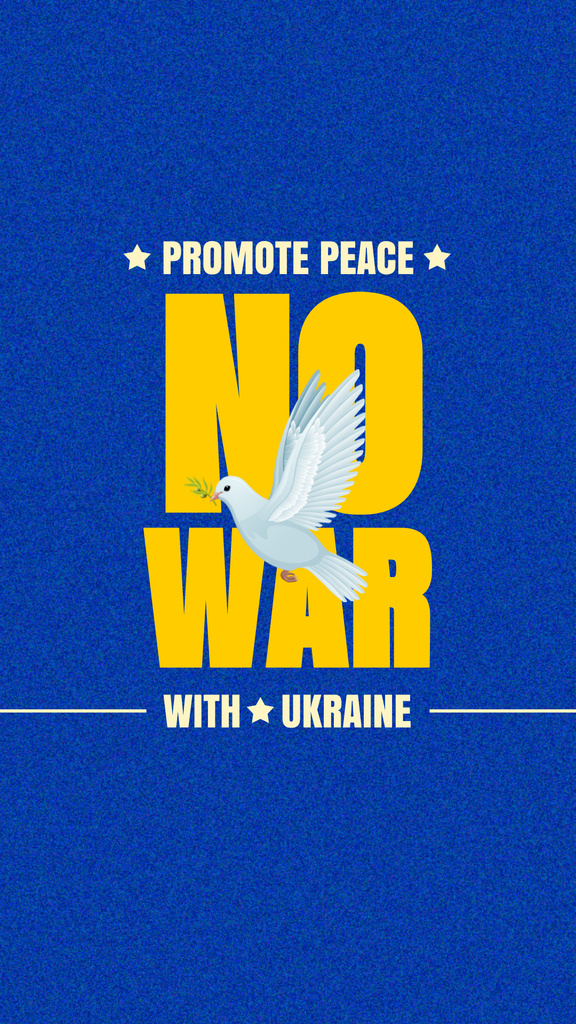 Pigeon with Phrase No to War in Ukraine Instagram Story Šablona návrhu