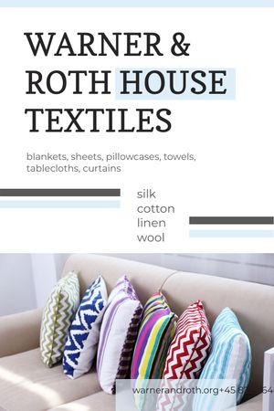 Home Textiles Ad Pillows on Sofa Tumblr Design Template