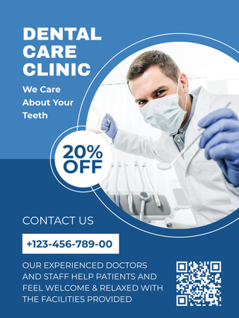 Ontwerpsjabloon van Poster US van Kortingsaanbieding in Dental Care Clinic